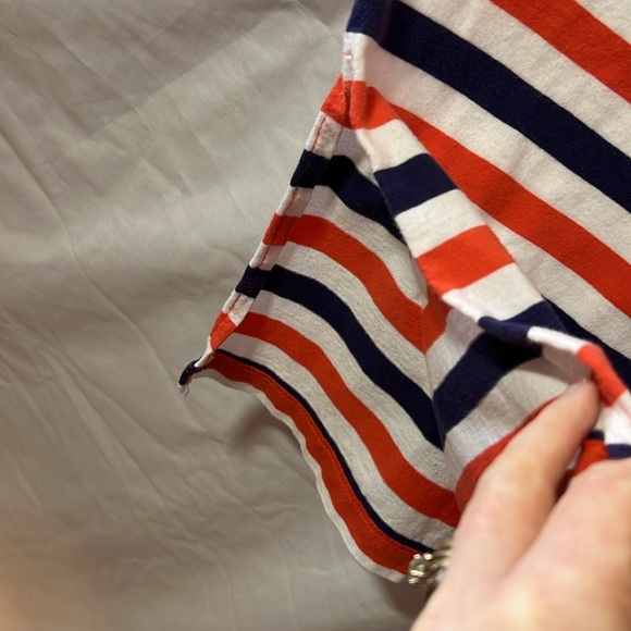 J. Crew Women’s Stripped Short Sleeve Long Dress- Orange White Navy - Picture 3 of 5